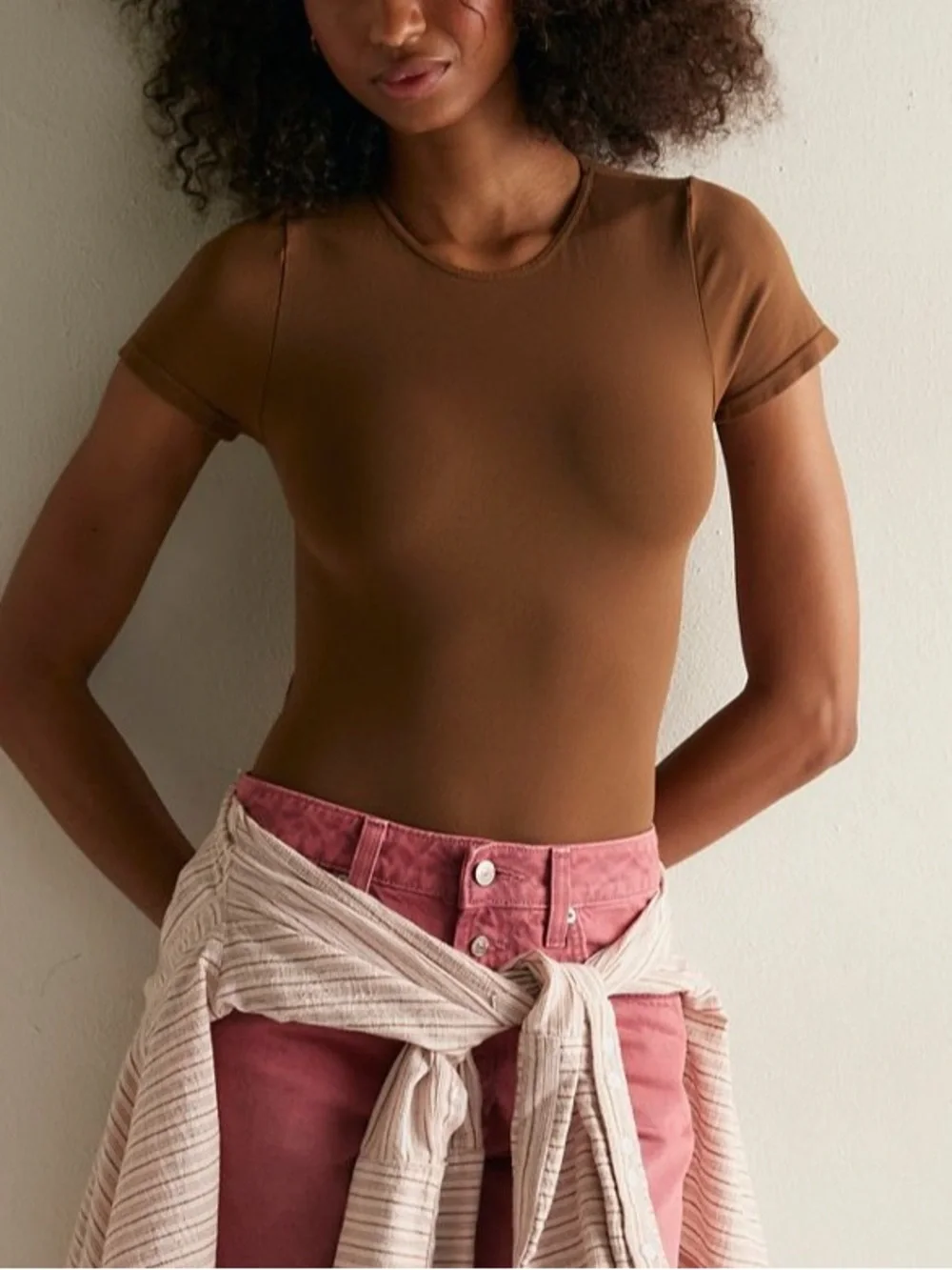 Free People Intimately Clean Lines Tee Bodysuit Crewneck Top Size M L